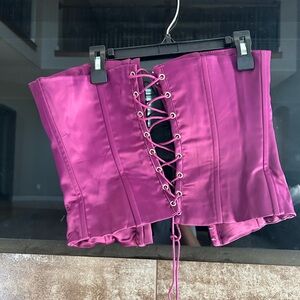 Danielle Guizio Purple Corset Lace-Up Corset
